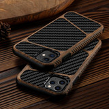 LAPOPNUT Slim Wood Soft Case for IPhone SE 2020 11 Pro X Xr Xs Max Matte Carbon Fiber Leather Silicone Cover for Iphone 7 8 Plus
