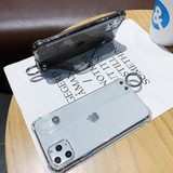 Glitter Powder Holder Phone Cases For iPhone 11 Pro Max X XR XS Max 6 6S 7 8 Plus SE 2020 SE2 Transparent Wrist Strap Back Cover