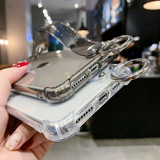 Glitter Powder Holder Phone Cases For iPhone 11 Pro Max X XR XS Max 6 6S 7 8 Plus SE 2020 SE2 Transparent Wrist Strap Back Cover