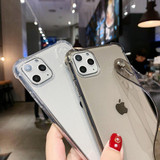 Glitter Powder Holder Phone Cases For iPhone 11 Pro Max X XR XS Max 6 6S 7 8 Plus SE 2020 SE2 Transparent Wrist Strap Back Cover