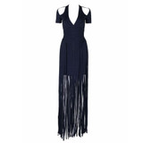 New Celebrity Party Summer Bandage Long Dress Women Short Sleeve V-Neck Elegant Sexy Night Out Tassel Maxi Dress Women Vestidos