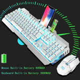 K670 Wireless Rechargeable Gaming Keyboard + Mouse Set LED Backlit Mechanical Feel USB Keyboards Mice Combos