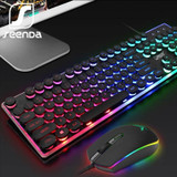 SeenDa LED Backlight Gaming Keyboard Mouse Set English Russian Wired Keyboard and Mouse Set for PC Laptop Gamer Ergonomic Design