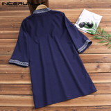 INCERUN Short Sleeve Men T Shirt Print Vintage Casual Tee Shirt Loose Summer T-shirt Men 2020 Dashiki Fashion African Tops Men