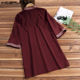 INCERUN Short Sleeve Men T Shirt Print Vintage Casual Tee Shirt Loose Summer T-shirt Men 2020 Dashiki Fashion African Tops Men