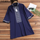 INCERUN Short Sleeve Men T Shirt Print Vintage Casual Tee Shirt Loose Summer T-shirt Men 2020 Dashiki Fashion African Tops Men