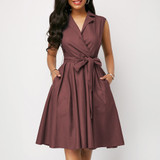 Summer Dress Women 2019 Casual Plus Size Slim French Solid Office A Line Dresses Bandage Elegant Sexy V Neck Long Party Dress