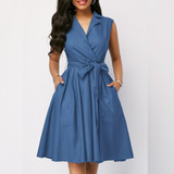 Summer Dress Women 2019 Casual Plus Size Slim French Solid Office A Line Dresses Bandage Elegant Sexy V Neck Long Party Dress