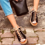 VTOTA Summer Platform Slippers Women Lace Up Leather Slides Sandals Shoes Outdoor Beach Slippers Open Toe Flip Flops Women Shoes