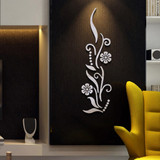 Flower Bathroom Acrylic Mirrored Decorative Sticker Wall Art Mirror Secor Room Living Room Bedroom TV Wall Home Decals Decor