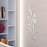 Flower Bathroom Acrylic Mirrored Decorative Sticker Wall Art Mirror Secor Room Living Room Bedroom TV Wall Home Decals Decor