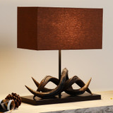 Nordic Wood Rattan Deer Horn Table Lamp Living Room Bedroom Bedside Table Lights Southeast Asia Home Decor Desk Lamp Fixtures