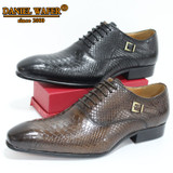 Men Leather Shoes Snake Skin Prints Men Business Dress Classic Style Coffee Black Lace Up Pointed Toe Shoes For Men Oxford Shoes