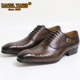 Men Leather Shoes Snake Skin Prints Men Business Dress Classic Style Coffee Black Lace Up Pointed Toe Shoes For Men Oxford Shoes