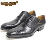 Men Leather Shoes Snake Skin Prints Men Business Dress Classic Style Coffee Black Lace Up Pointed Toe Shoes For Men Oxford Shoes
