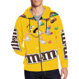 M&M All Over Print Full Zip Hoodie for Men