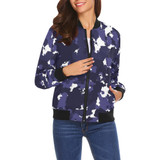 Blue Camo All Over Print Bomber Jacket for Women