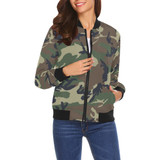 Camo All Over Print Bomber Jacket for Women