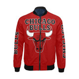 Chicago Bulls Red All Over Print Bomber Jacket for Men