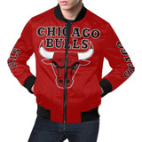 Chicago Bulls Red All Over Print Bomber Jacket for Men