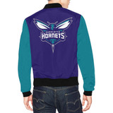 Charlotte Hornets Black Stand-up Collar All Over Print Bomber Jacket for Men
