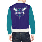 Charlotte Hornets White Stand-up Collar Two Tone All Over Print Bomber Jacket for Men