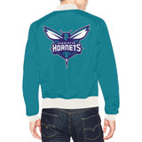 Charlotte Hornets White Stand-up Collar All Over Print Bomber Jacket for Men
