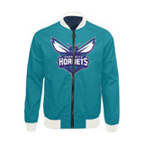 Charlotte Hornets White Stand-up Collar All Over Print Bomber Jacket for Men