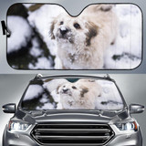 Cute Dog Puppy Snow Winter Auto Car Sun Shade Windshield