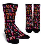 Folk Floral Alphabet Socks