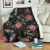 Butterfly And Flower Pattern Print Blanket KTSR