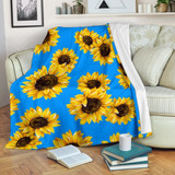 Blue Sunflower Pattern Print Blanket KTSR