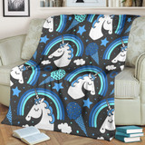Blue Rainbow Unicorn Pattern Print Blanket KTSR