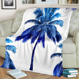 Blue Palm Tree Pattern Print Blanket KTSR