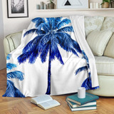 Blue Palm Tree Pattern Print Blanket KTSR