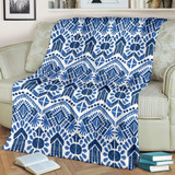 Blue And White Aztec Pattern Print Blanket KTSR