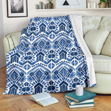 Blue And White Aztec Pattern Print Blanket KTSR