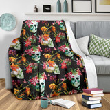 Blossom Flowers Skull Pattern Print Blanket KTSR