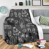 Black White Surfing Pattern Print Blanket KTSR