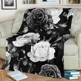 Black White Rose Floral Pattern Print Blanket KTSR
