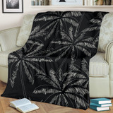 Black White Palm Tree Pattern Print Blanket KTSR