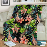 Black Tropical Giraffe Pattern Print Blanket KTSR