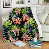 Black Tropical Giraffe Pattern Print Blanket KTSR