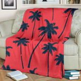 Black Red Palm Tree Pattern Print Blanket KTSR