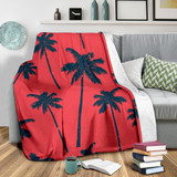 Black Red Palm Tree Pattern Print Blanket KTSR