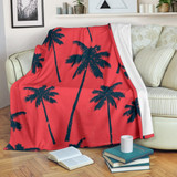 Black Red Palm Tree Pattern Print Blanket KTSR