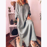 Linen Solid Color Loose Dress Linen Solid Color Loose Dress