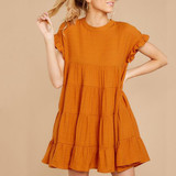 Loose Round Neck Ruffle Sleeve Dress