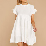 Loose Round Neck Ruffle Sleeve Dress