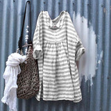 Fashion Stripe Long Sleeve Loose Dress